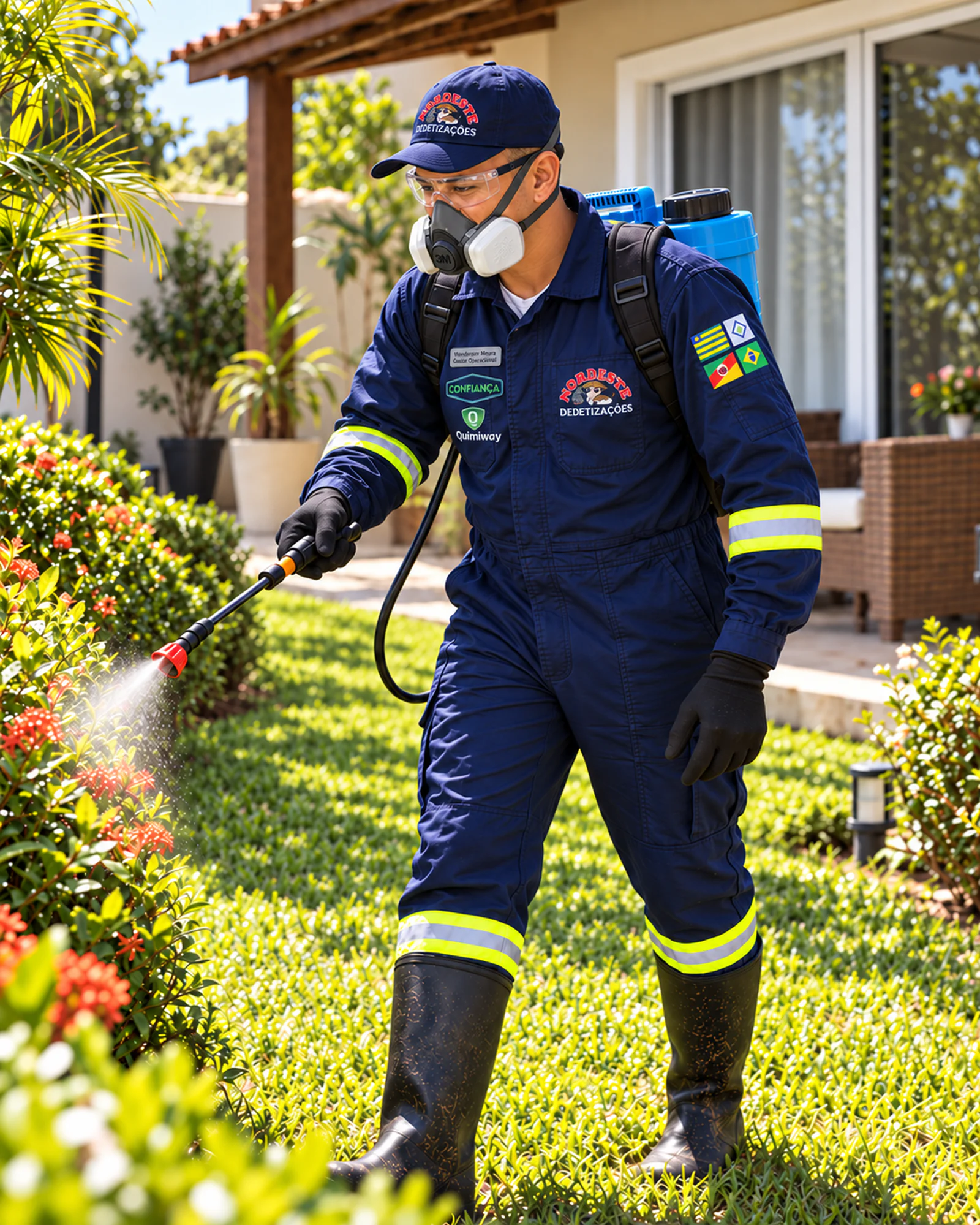 Wenderson Moura trabalhando em um jardim residencial